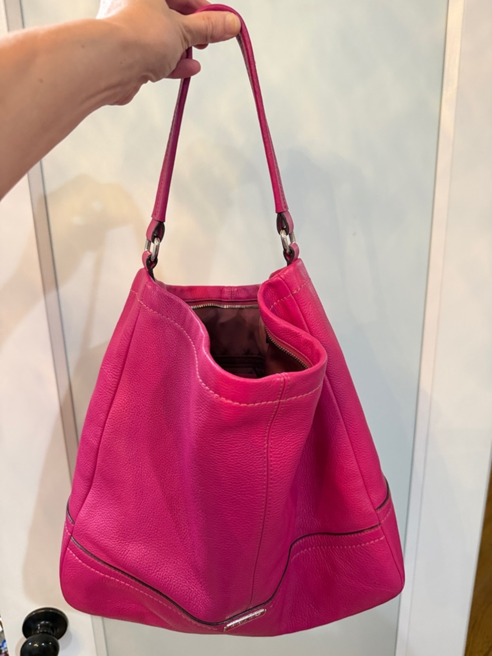 Coach Hot Pink Pebbled Soft Leather Shoulder Bag